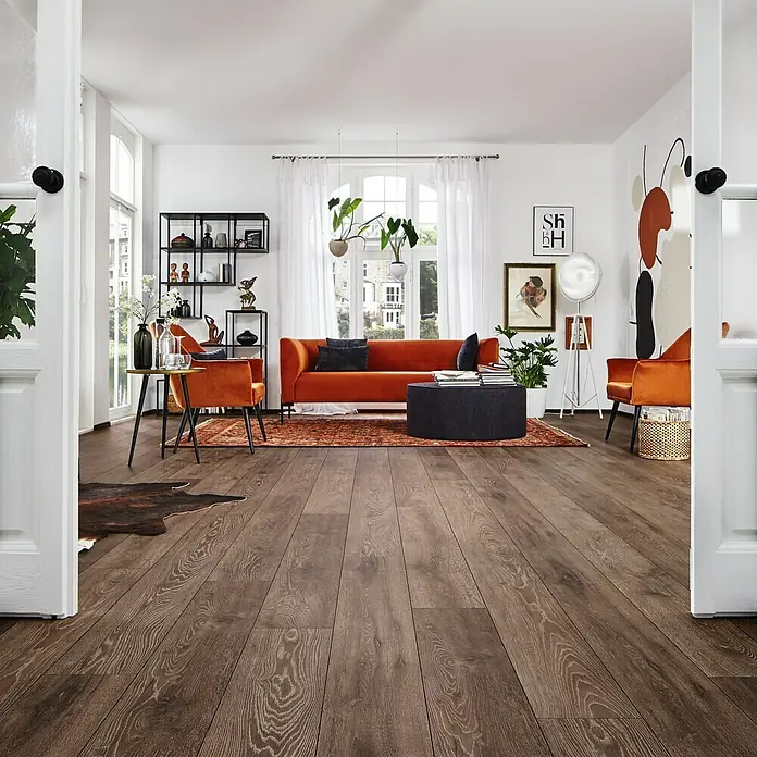LOGOCLIC Aquaprotect Laminat Night Oak - 1.285 x 192 x 8 mm, Rustikalni pod - Živopisni prikaz