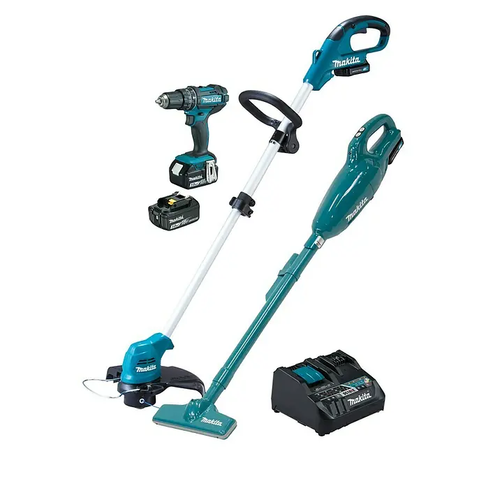Makita Maschinen-Set Akku-Kombo-Kit 18 V/12 V max. - 12 V - 18 V, 4 Akkus, 2 Ah - 3 Ah, 16 -tlg. - Vorderansicht