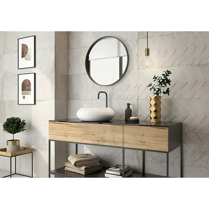 Revestimiento cerámico Origin - 30 x 90 cm, Caliza, Rectificado, Efecto cemento