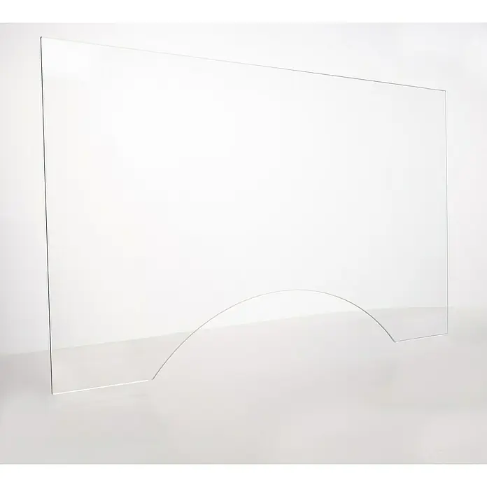Room Plaza Hygieneschutzglas mit Durchreiche - 600 x 500 mm, Einscheibensicherheitsglas (ESG) - Vorderansicht