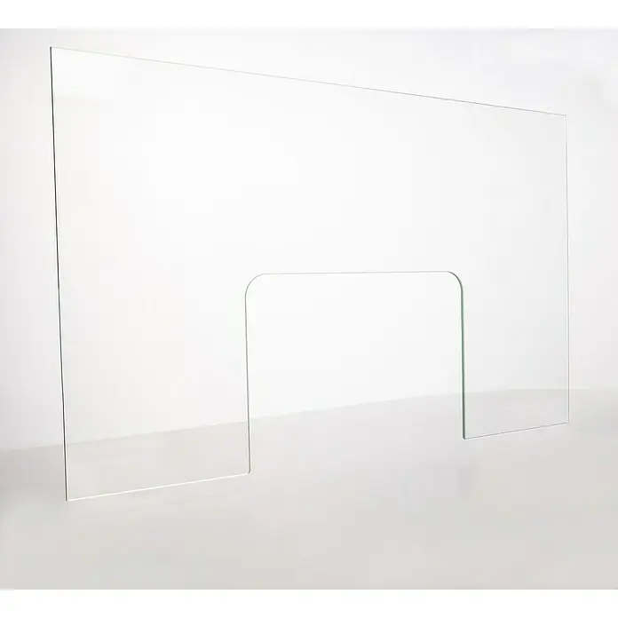 Room Plaza Hygieneschutzglas mit Durchreiche - 800 x 700 mm, Einscheibensicherheitsglas (ESG) - Vorderansicht
