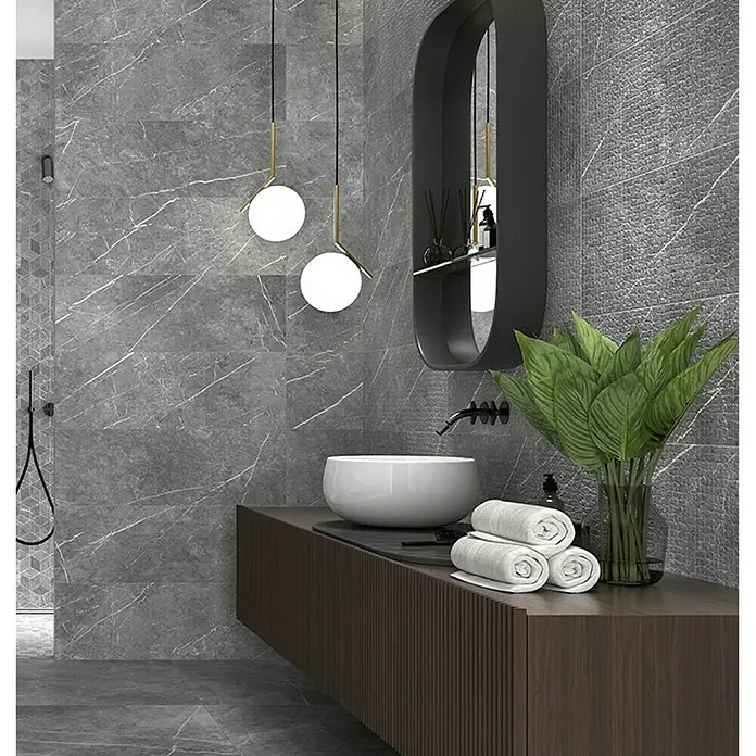 Revestimiento cerámico Odyssey - 30 x 60 cm, Gris, Rectificado, Marmolado
