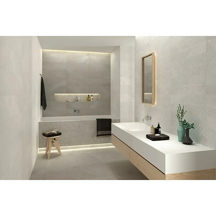 Pavimento porcelánico Apuan - 60 x 60 cm, Blanco, Rectificado, Efecto piedra