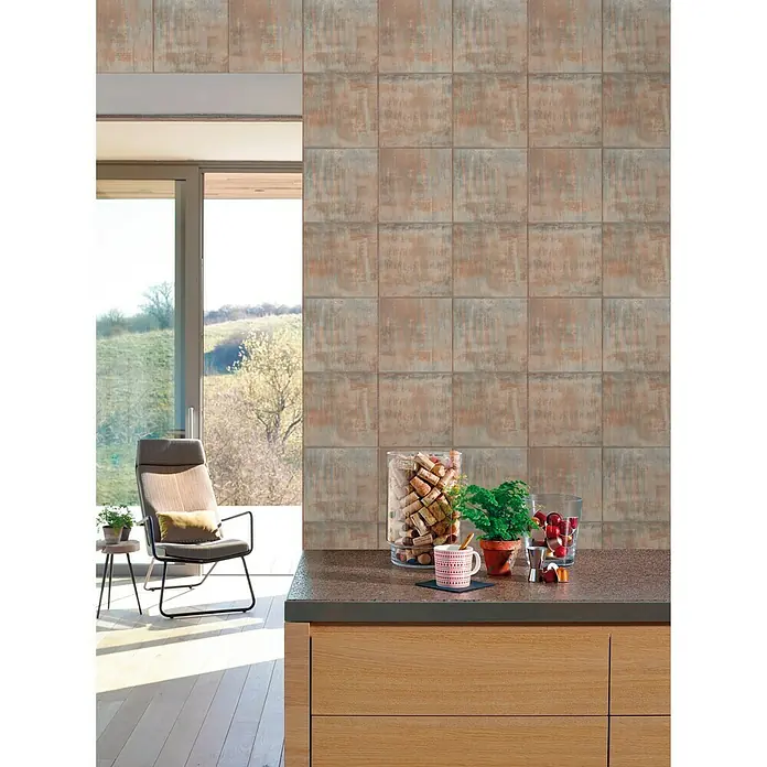 Papel pintado Baldosa - Cobre, Motivo decorativo, 10 x 0,53 m