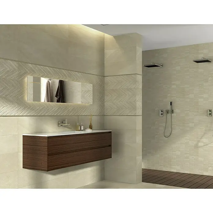 Pavimento porcelánico Apuan - 60 x 60 cm, Beige, Rectificado, Efecto piedra