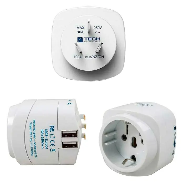 Adaptador de viaje Europa a China/Australia - Blanco