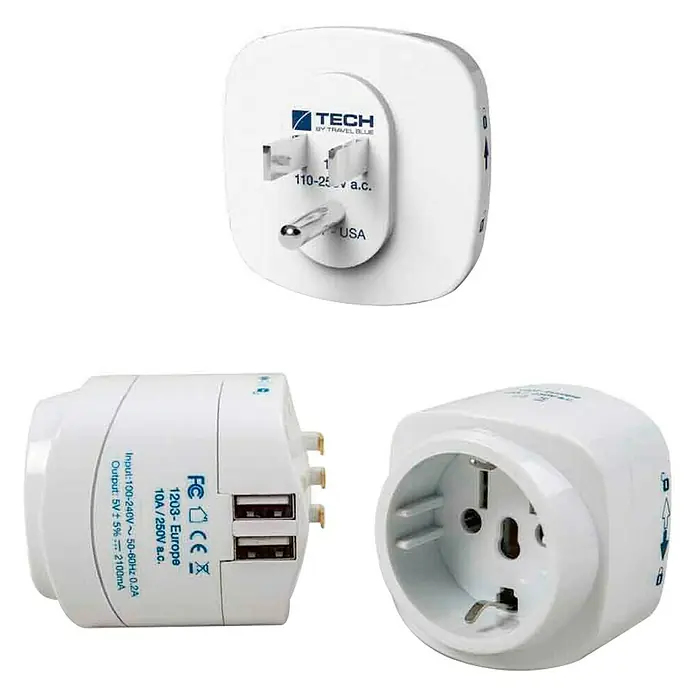 Adaptador de viaje Europa a Estados Unidos - Blanco