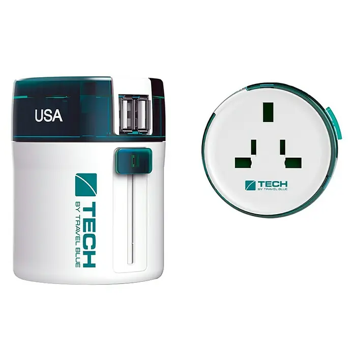 Adaptador de viaje universal con USB - Blanco