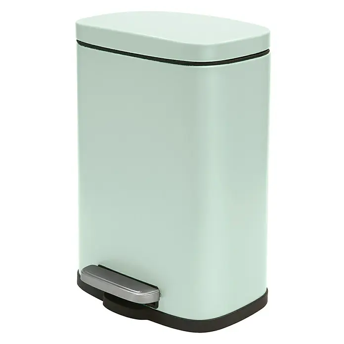 Spirella Cubo con pedal Akira - 5 l, Verde claro, Rectangular, Acero inoxidable