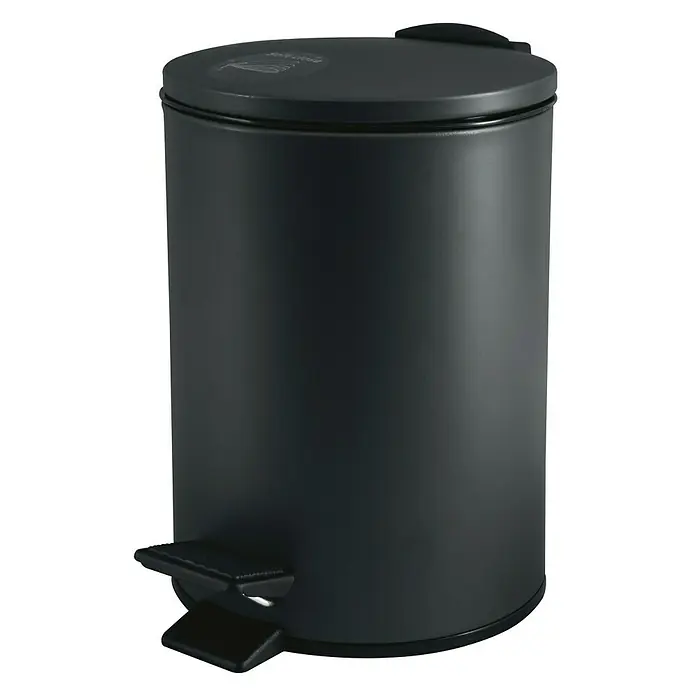 Spirella Cubo con pedal Adelar - 3 l, Negro, Redonda, Acero inoxidable