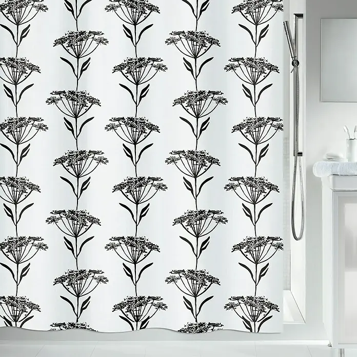 Spirella Cortina de baño textil Nature - An x Al: 180 x 200 cm, Negro/blanco