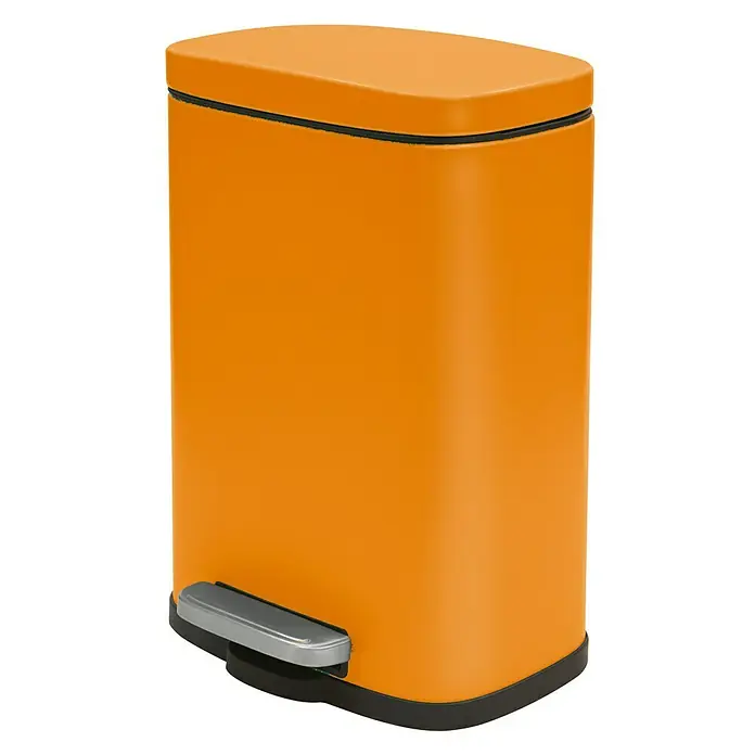 Spirella Cubo con pedal Akira - 5 l, Naranja, Rectangular, Acero inoxidable