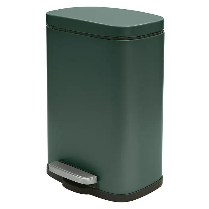 Spirella Cubo con pedal Akira - 5 l, Verde oscuro, Rectangular, Acero inoxidable