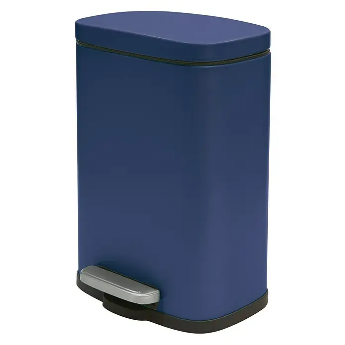 Spirella Cubo con pedal Akira - 5 l, Azul oscuro, Rectangular, Acero inoxidable
