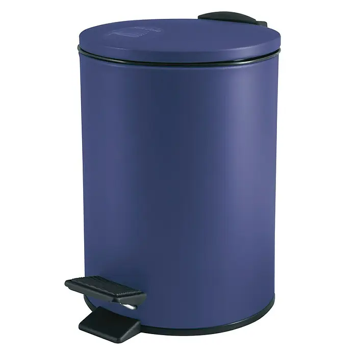 Spirella Cubo con pedal Adelar - 3 l, Azul oscuro, Redonda, Acero inoxidable