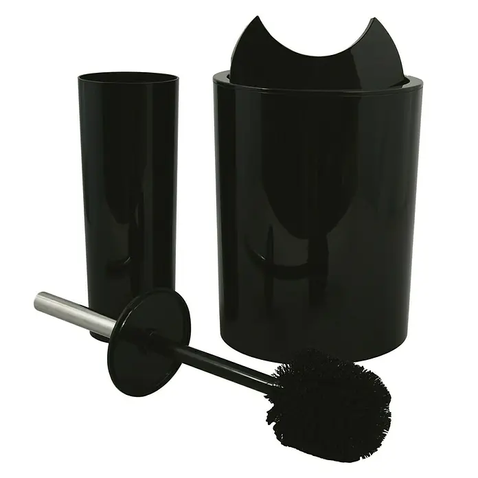 Spirella Conjunto de escobilla y cubo de basura Sun&Moon - Plástico (ABS), Negro