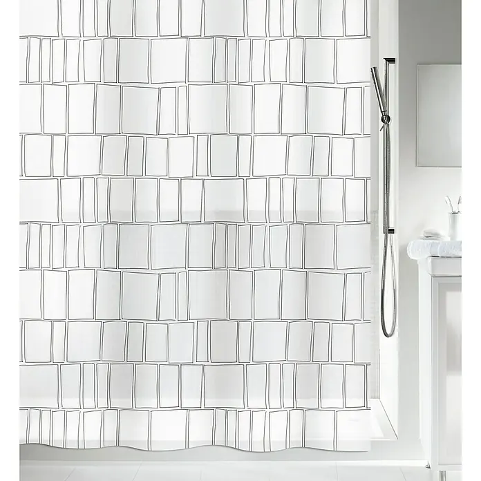 Spirella Cortina de baño Peva Construct - An x Al: 180 x 200 cm, Transparente, Negro