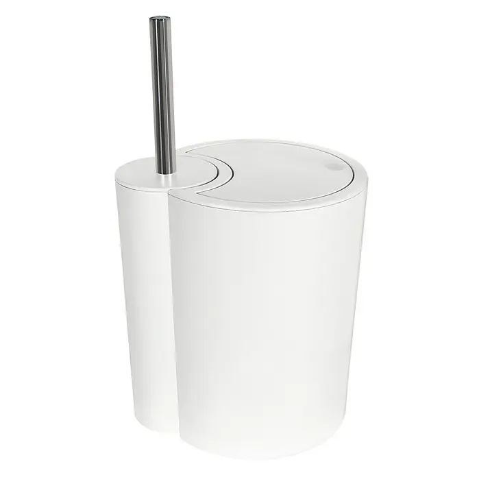 Spirella Conjunto de escobilla y cubo de basura Sun&Moon - Plástico (ABS), Blanco