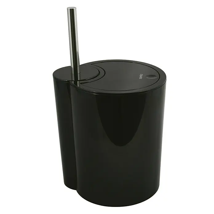 Spirella Conjunto de escobilla y cubo de basura Sun&Moon - Plástico (ABS), Negro