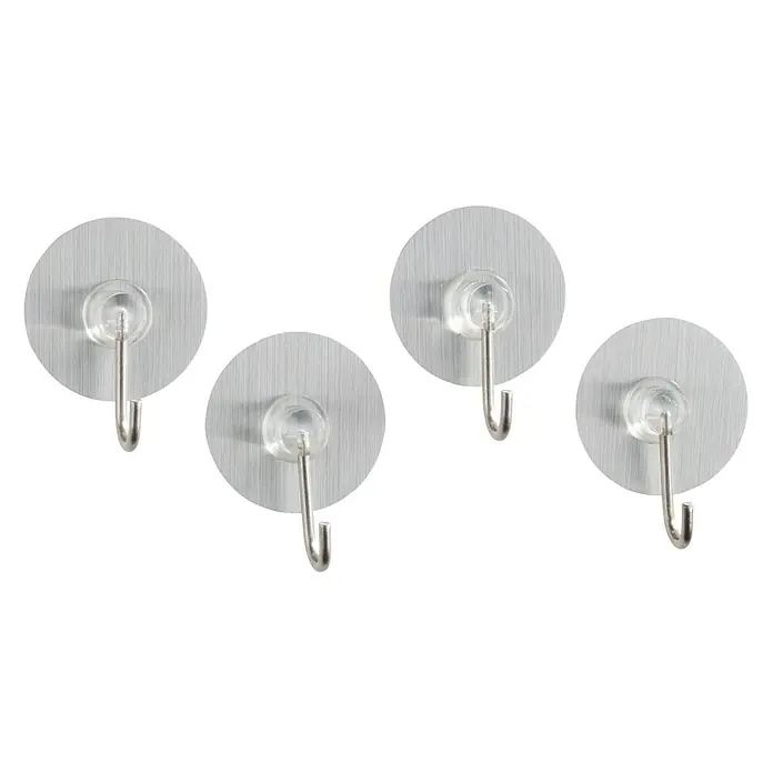 Wenko Colgador adhesivo Static-Loc - Plástico, Acero inoxidable, 4 ud.