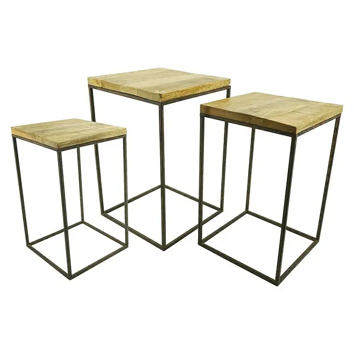 Holztisch Eckig - L x B x H: 36 x 36 x 54 cm, Material Tischplatte: Mangoholz - Vorderansicht