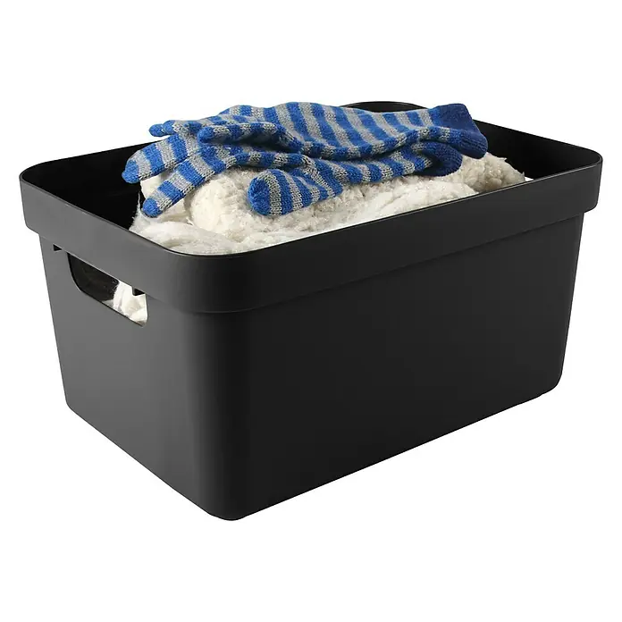 Sunware Aufbewahrungsbox Sigma Home - L x B x H: 35,2 x 25,3 x 18,3 cm, Kunststoff, Schwarz - Linke Seitenansicht