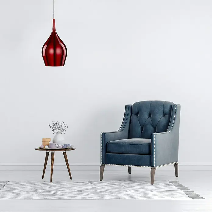 Searchlight Pendelleuchte Vibrant - 40 W, L x B x H: 12 x 12 x 142 cm, Rot, E14, 120 mm - Stimmungsaufnahme