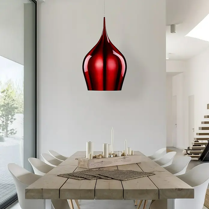 Searchlight Pendelleuchte Vibrant - 60 W, L x B x H: 26 x 26 x 160 cm, Rot, E27, 260 mm - Stimmungsaufnahme