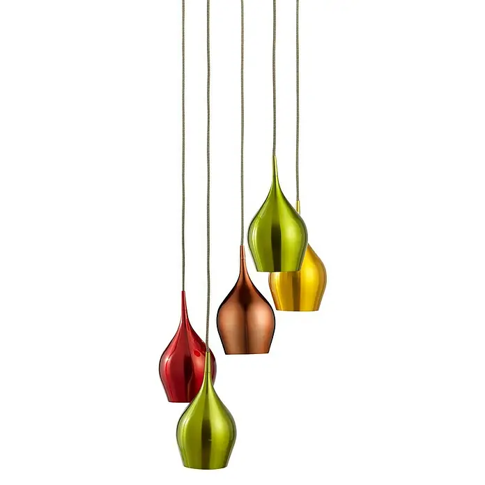 Searchlight Pendelleuchte Vibrant - 200 W, L x B x H: 31 x 30,5 x 160 cm, Bunt, E14 - Vorderansicht