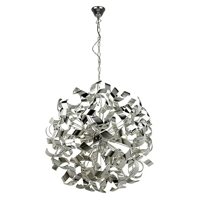 Searchlight Curls Pendelleuchte - 198 W, L x B x H: 110 x 60 x 60 cm, Chrom, G9 - Vorderansicht