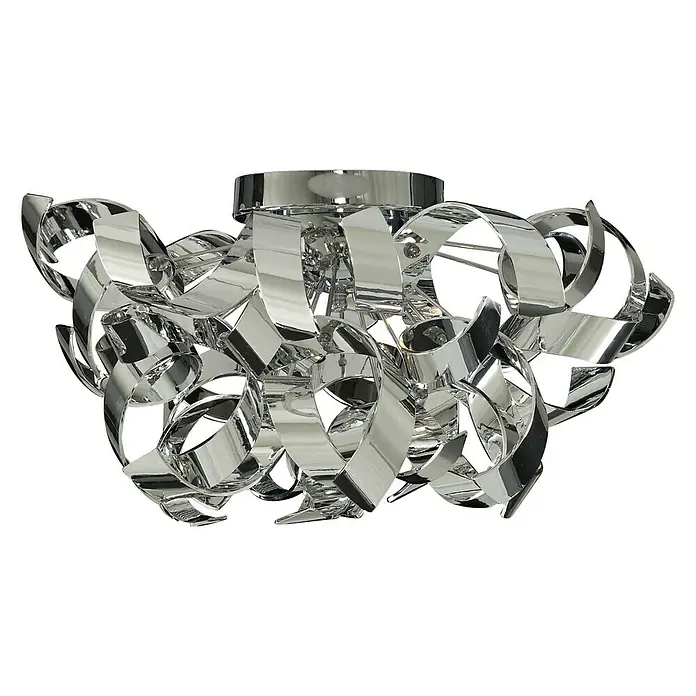 Searchlight Curls Deckenleuchte - 21 W, L x B x H: 45 x 45 x 27 cm, Chrom, G9 - Vorderansicht
