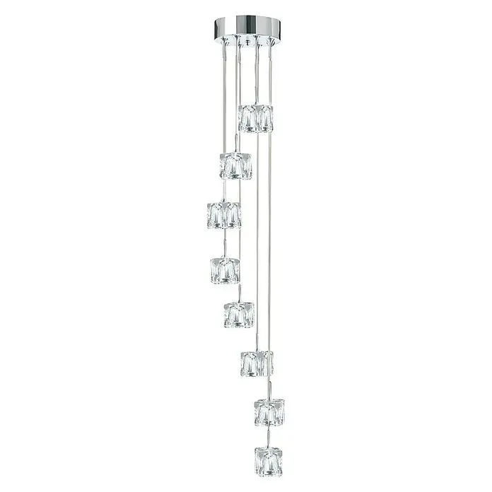 Searchlight Pendelleuchte Ice Cube - 132 W, L x B x H: 20 x 20 x 116 cm, Chrom - Vorderansicht