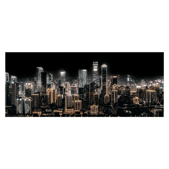Glasbild Shining City - Shining City, B x H: 125 x 50 cm - Vorderansicht