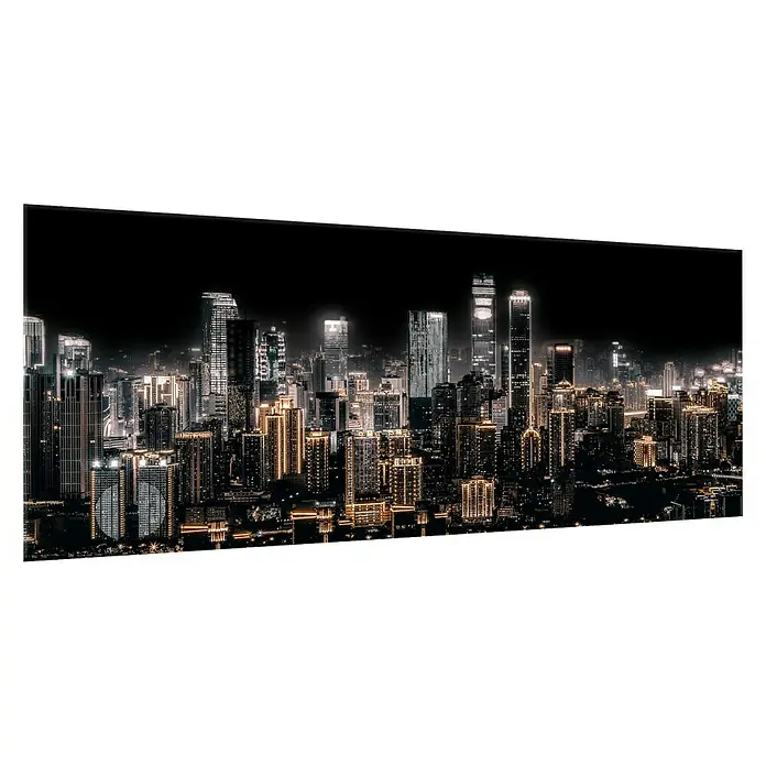 Glasbild Shining City - Shining City, B x H: 125 x 50 cm - Linke Seitenansicht