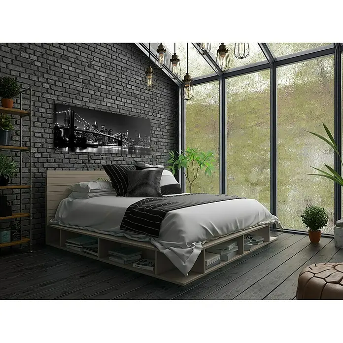 Leinwandbild Brooklyn Bridge At Night - Brooklyn Bridge At Night, B x H: 145 x 45 cm - Stimmungsaufnahme