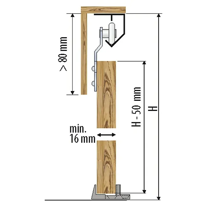 Valcomp by Mantion Okov za klizna vrata Saturn - 150 cm, Nosivost: 45 kg - Pogled sprijeda
