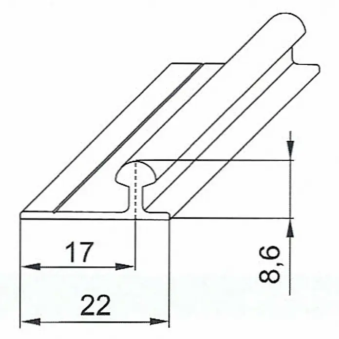 Valcomp by Mantion Okov za klizna vrata ormara Ares 2 - 120 cm, Nosivost: 70 kg - Pogled sprijeda