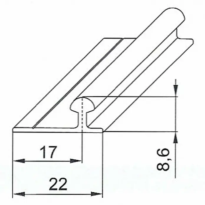 Valcomp by Mantion Okov za klizna vrata ormara Ares 2 - 180 cm, Nosivost: 70 kg - Pogled sprijeda