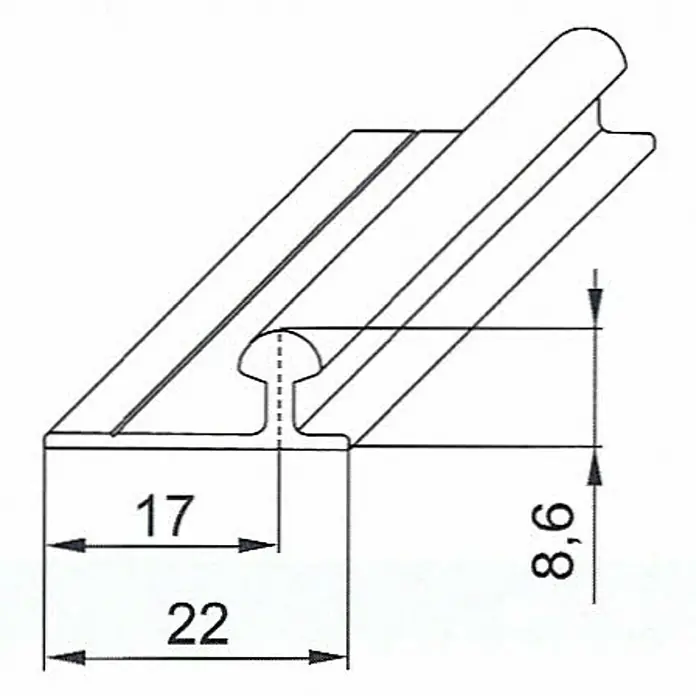Valcomp by Mantion Okov za klizna vrata ormara Ares 2 - 240 cm, Nosivost: 70 kg - Pogled sprijeda