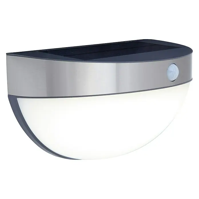 Lutec Aplique solar LED para exterior con sensor - Sensor, Acero inoxidable, Color de luz: Blanco neutro, Plateado