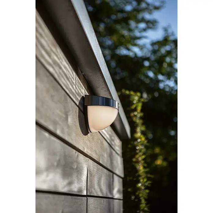 Lutec Aplique solar LED para exterior con sensor - Sensor, Acero inoxidable, Color de luz: Blanco neutro, Plateado