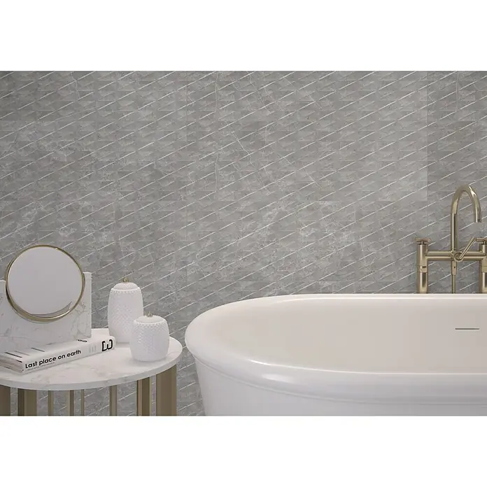 BHS Showroom Revestimiento cerámico Lione Concept - 30 x 60 cm, Gris, Rectificado, Marmolado