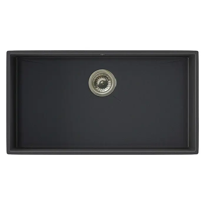 Atron Fregadero encastrable Stuttgart - 43 x 74 cm, 1 cubeta, Acrílico, Negro, Mate