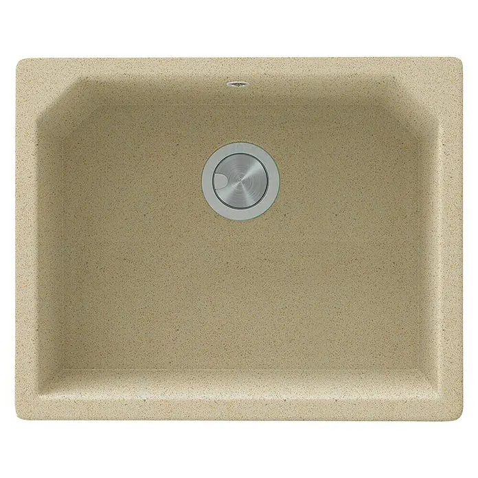 Atron Fregadero encastrable Magma - L x An: 48,5 x 59,5 cm, 1 cubeta, Acrílico, Crema, Brillante