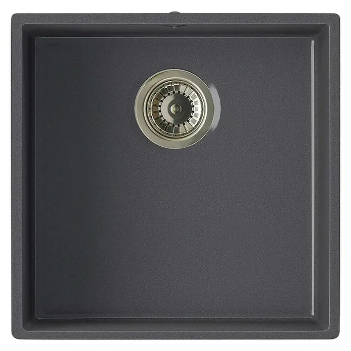 Atron Fregadero encastrable Bremen - 43,6 x 43,6 cm, 1 cubeta, Acrílico, Negro, Brillante