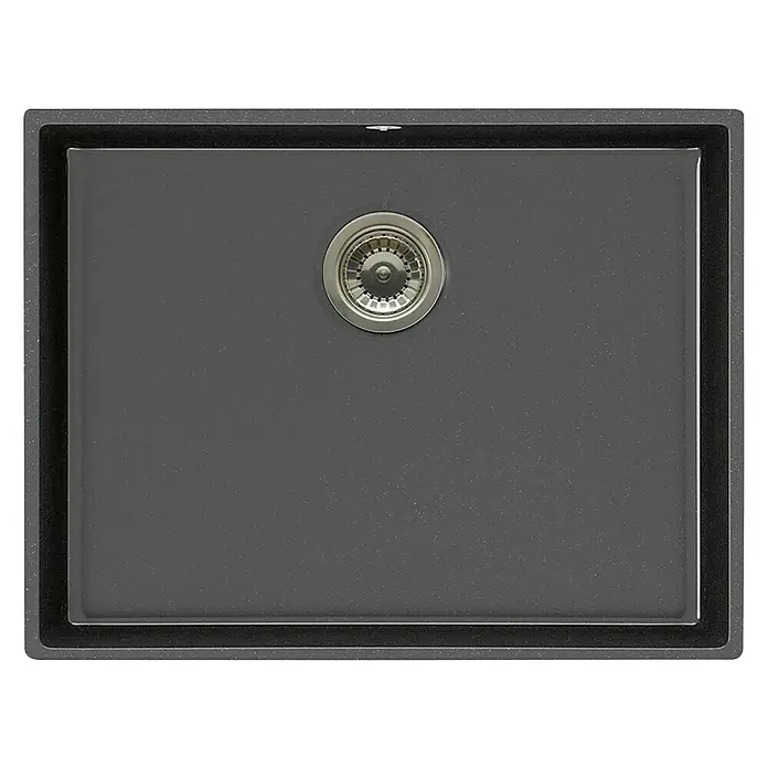 Atron Fregadero encastrable Essen - 43,6 x 54,6 cm, 1 cubeta, Acrílico, Negro, Brillante