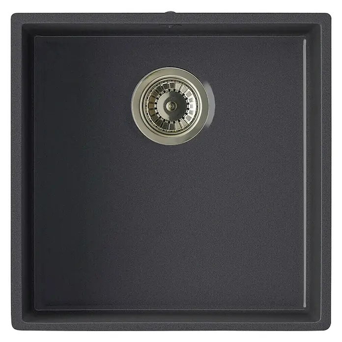 Atron Fregadero encastrable Bremen - 43,6 x 43,6 cm, 1 cubeta, Acrílico, Negro, Mate