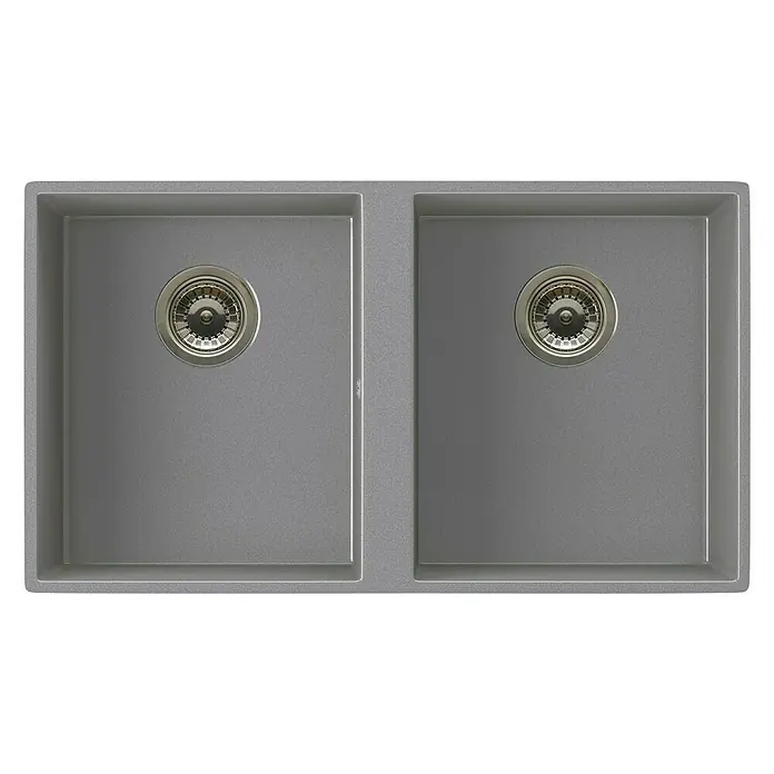 Atron Fregadero encastrable Colonia - 42,5 x 74,5 mm, 2 cubetas, Acrílico, Metal, Mate