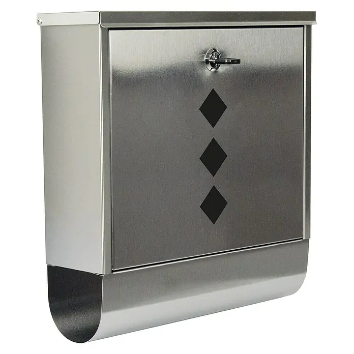 Burg-Wächter Briefkasten Square 6200 Ni - Edelstahl, L x B x H: 90 x 305 x 310 mm - Vorderansicht