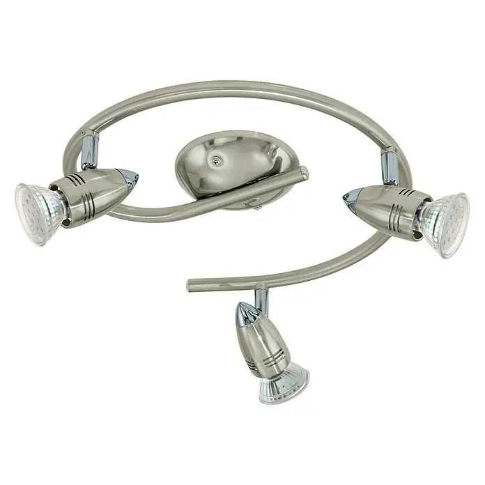 Eglo LED-Deckenstrahler MAGNUM-LED - 9 W, L x B x H: 25,5 x 0 x 295 cm, Nickel-matt/Chrom, 3 Stk. - Vorderansicht